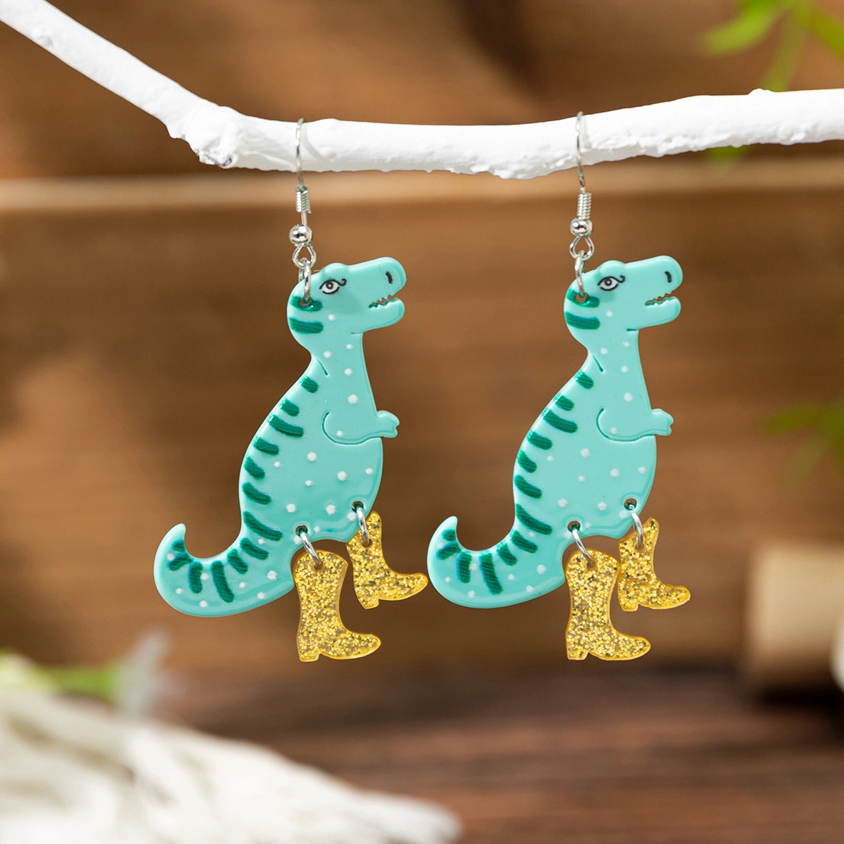 1 Par Estilo IG Lindo Estilo Moderno Animal Dinosaurio Rana Arílico Pendientes De Gota display picture 8