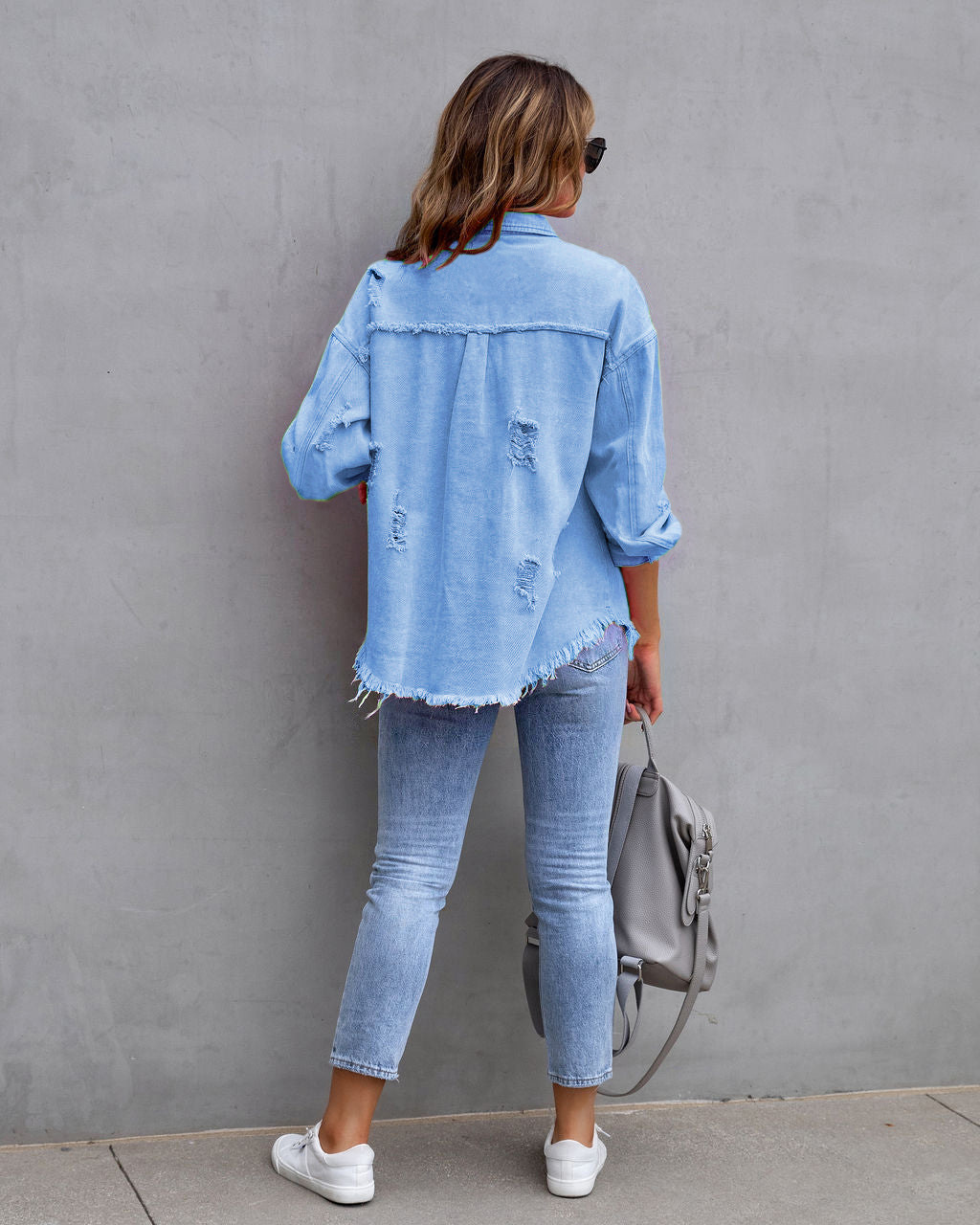 Women'S Fashion Solid Color Single Breasted Coat Denim Jacket display picture 30