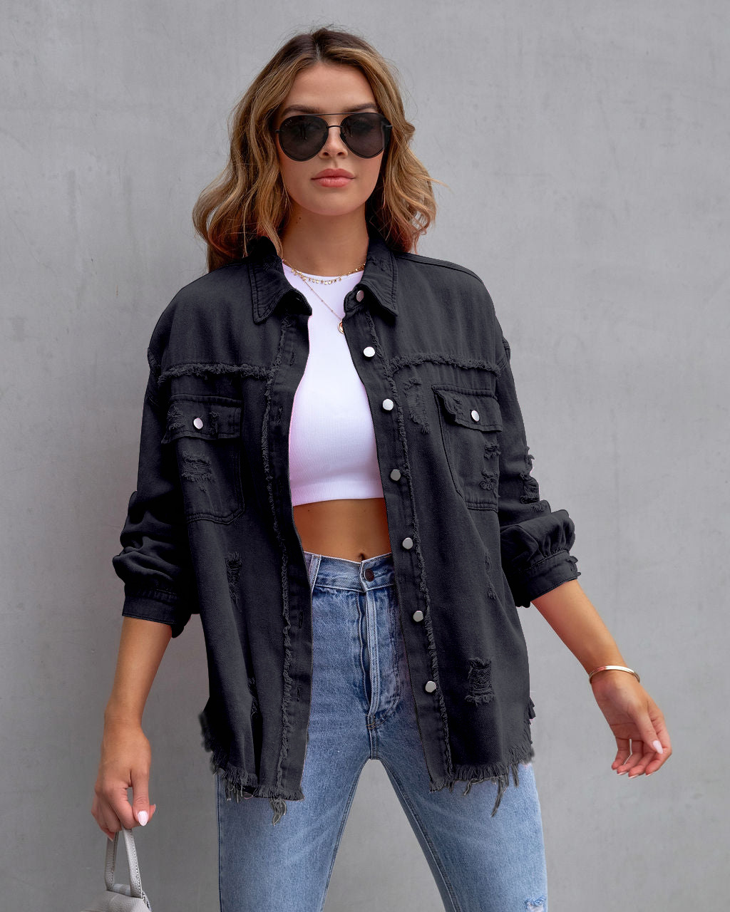 Women'S Fashion Solid Color Single Breasted Coat Denim Jacket display picture 43