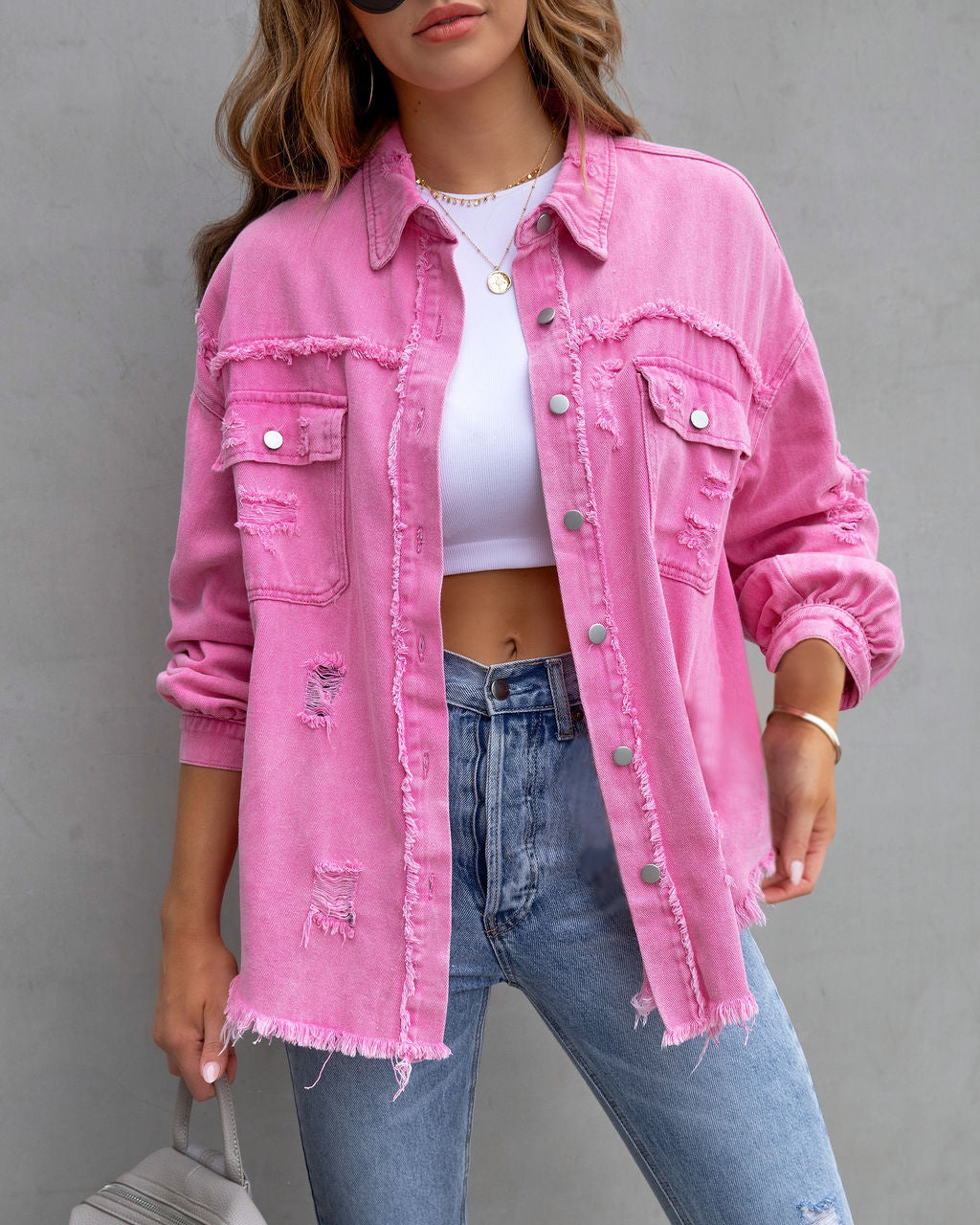 Women'S Fashion Solid Color Single Breasted Coat Denim Jacket display picture 86