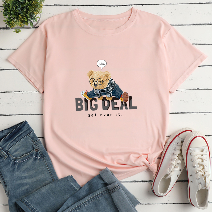 Fashion Letter Bear Print Loose-fitting Multicolor Casual T-shirt display picture 7