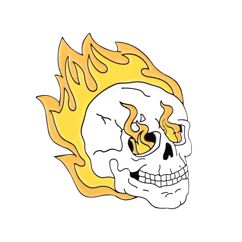 Cartoon Style Punk Flame Rose Skull Alloy Stamping Stoving Varnish Plating Unisex Brooches display picture 19