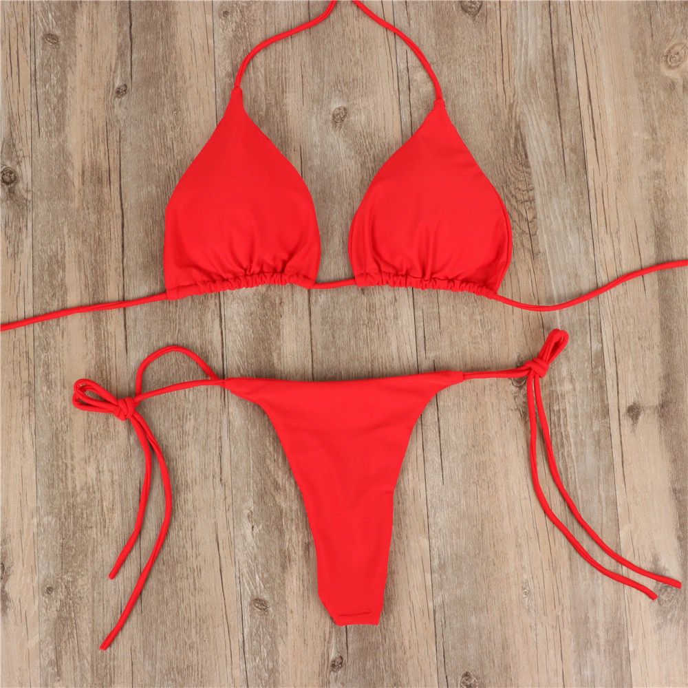 Women's Solid Color Polyester Bikinis 2 Piece Set display picture 12