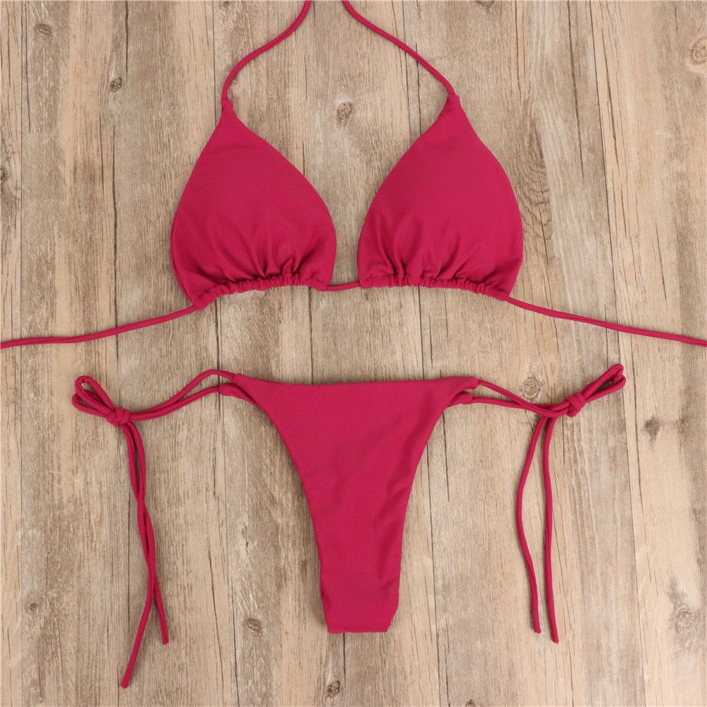 Women's Solid Color Polyester Bikinis 2 Piece Set display picture 11