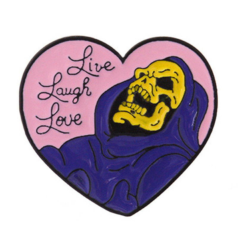 Cartoon Style Gothic Punk Demon Heart Shape Skull Alloy Stamping Stoving Varnish Plating Unisex Brooches display picture 16