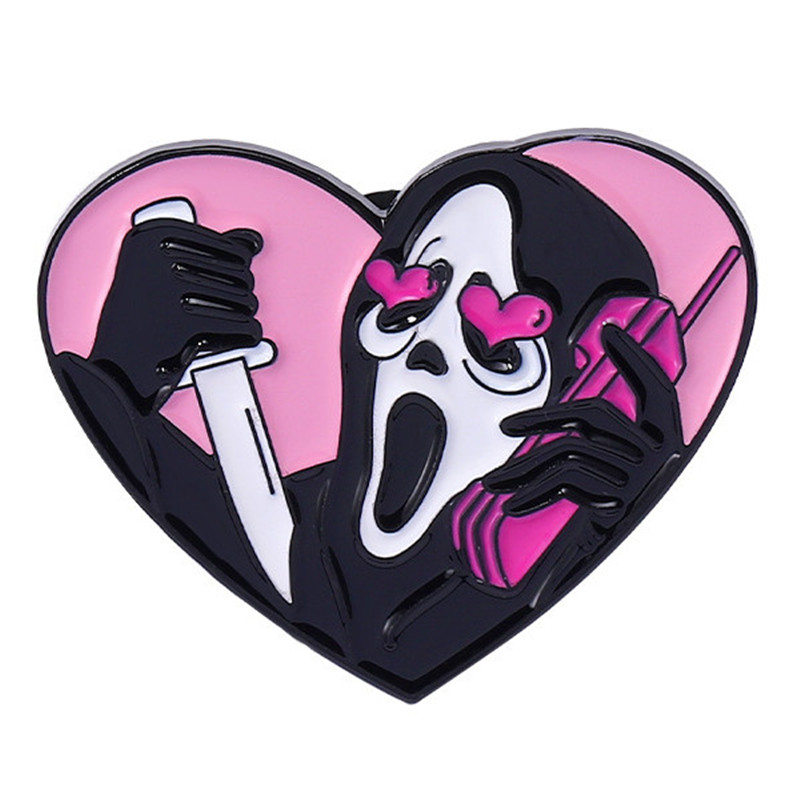 Cartoon Style Gothic Punk Demon Heart Shape Skull Alloy Stamping Stoving Varnish Plating Unisex Brooches display picture 5