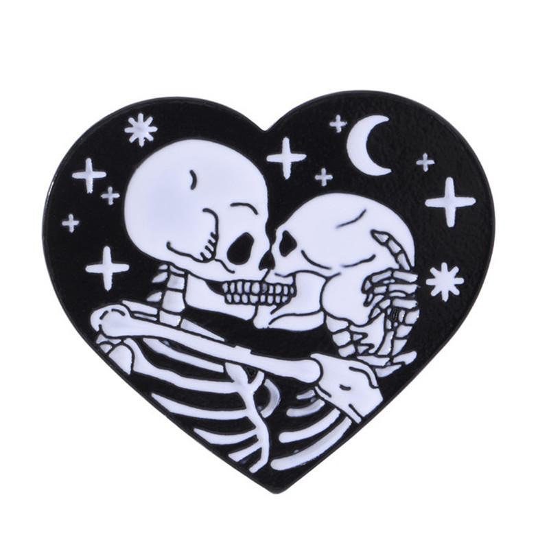 Cartoon Style Gothic Punk Demon Heart Shape Skull Alloy Stamping Stoving Varnish Plating Unisex Brooches display picture 22