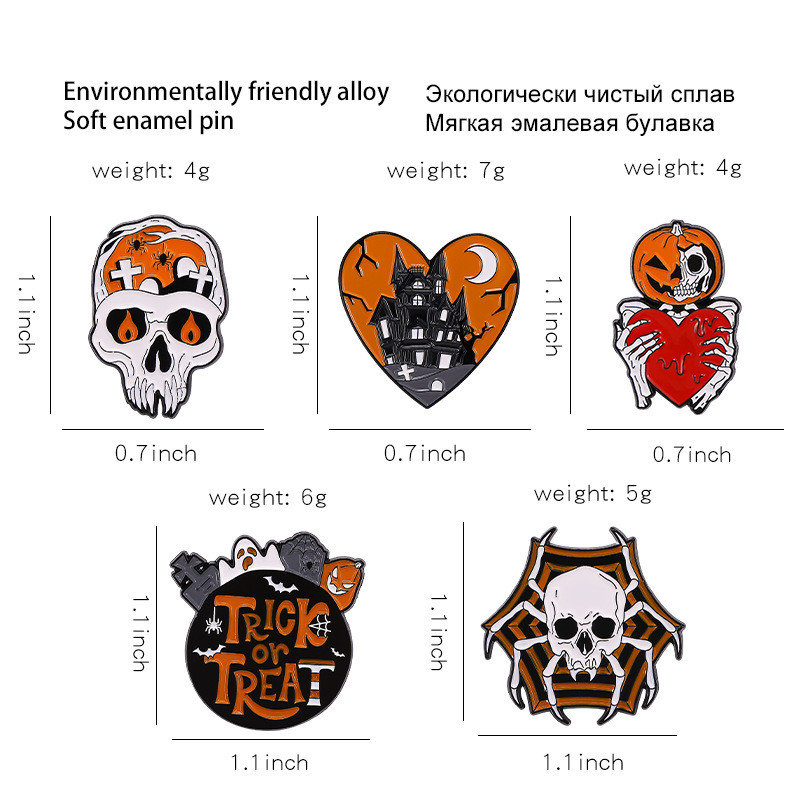 Cartoon Style Gothic Punk Demon Heart Shape Skull Alloy Stamping Stoving Varnish Plating Unisex Brooches display picture 11