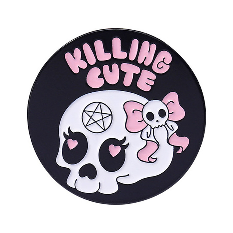 Cartoon Style Gothic Punk Demon Heart Shape Skull Alloy Stamping Stoving Varnish Plating Unisex Brooches display picture 17