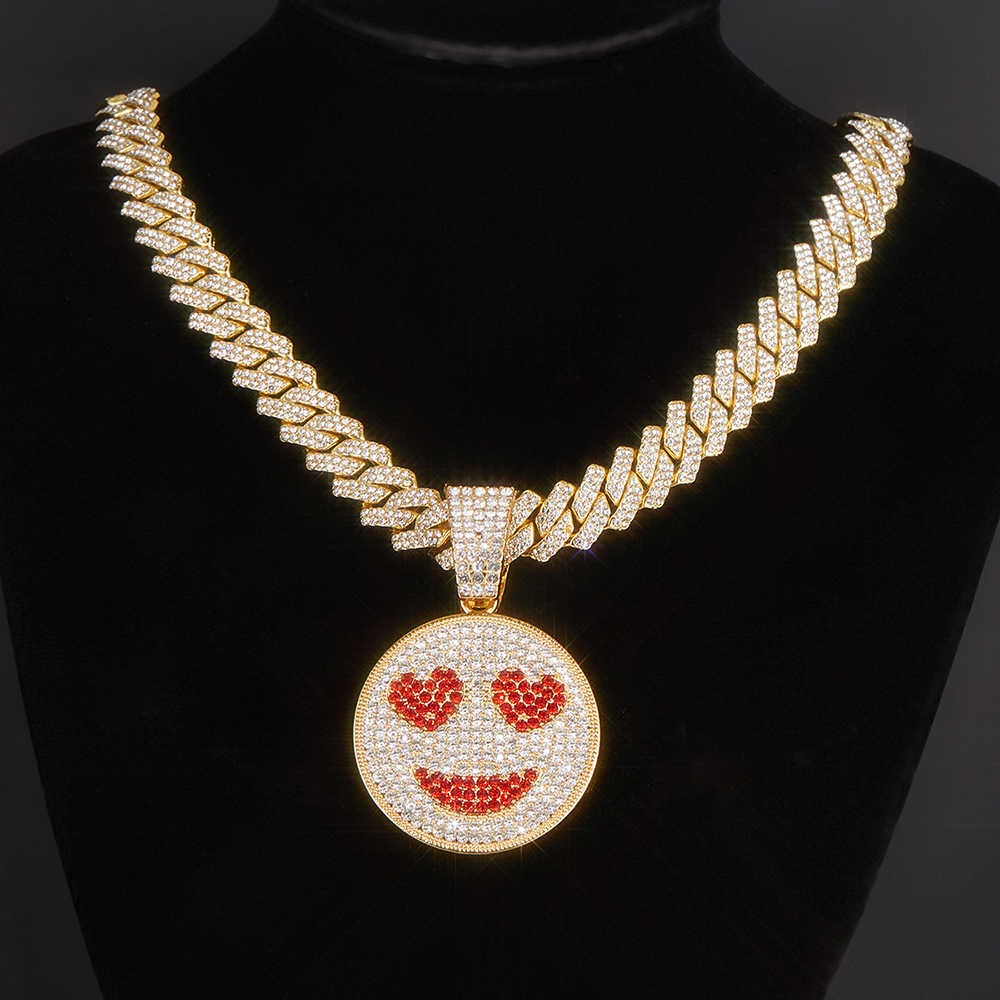 Hip Hop Exagerado Rock Letra Cara Emoji Aleación Enchapado Embutido Diamantes De Imitación Chapado En Oro Unisexo Collar Colgante display picture 24