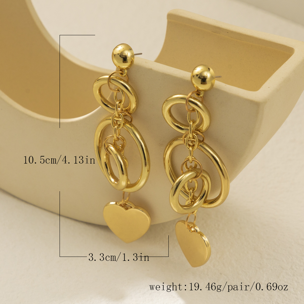 1 Pair Simple Style Classic Style Circle Heart Shape Hollow Out Alloy Drop Earrings display picture 8