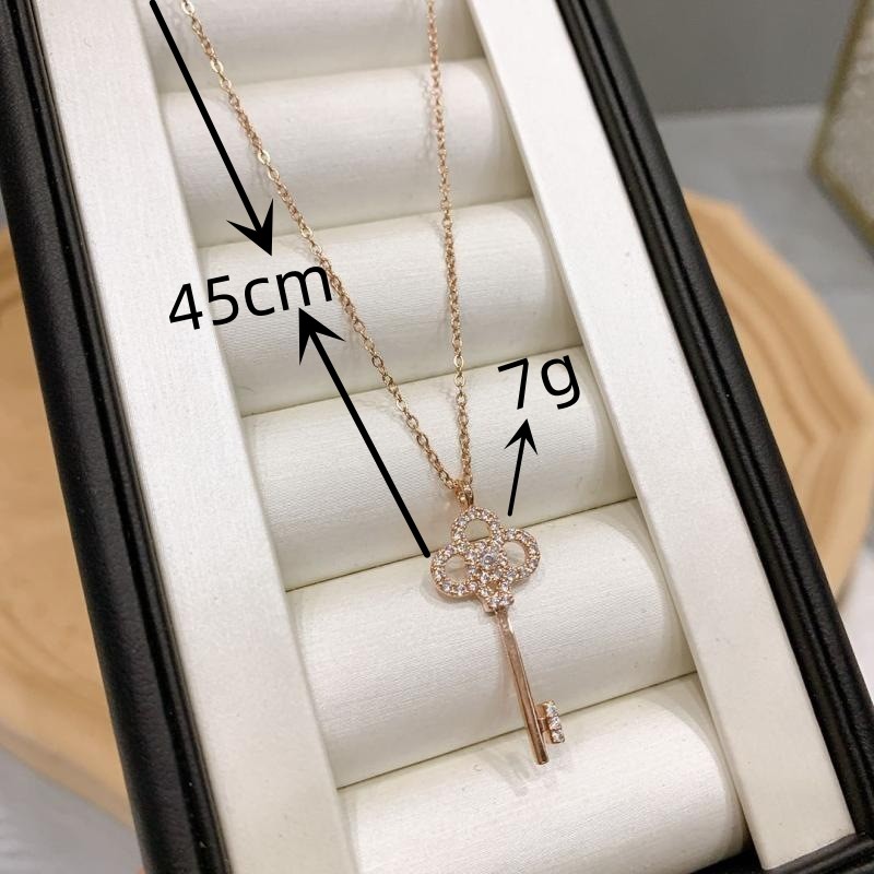 Vintage Style Key Copper 18k Gold Plated Zircon Pendant Necklace In Bulk display picture 4