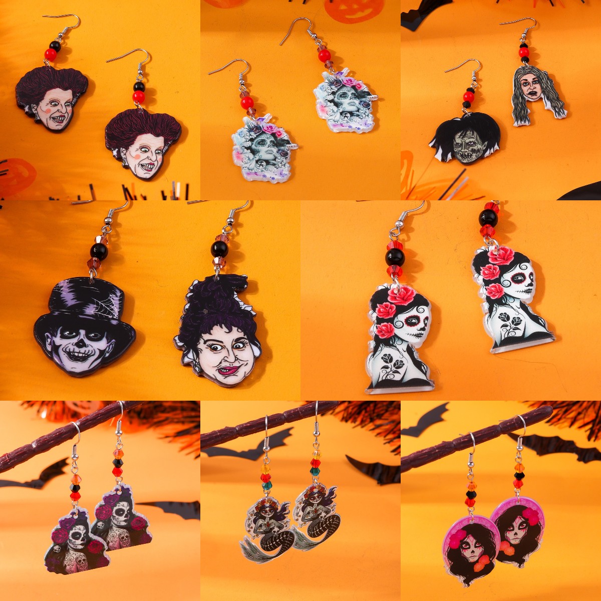 1 Pair Funny Halloween Pattern Zinc Alloy Drop Earrings display picture 13