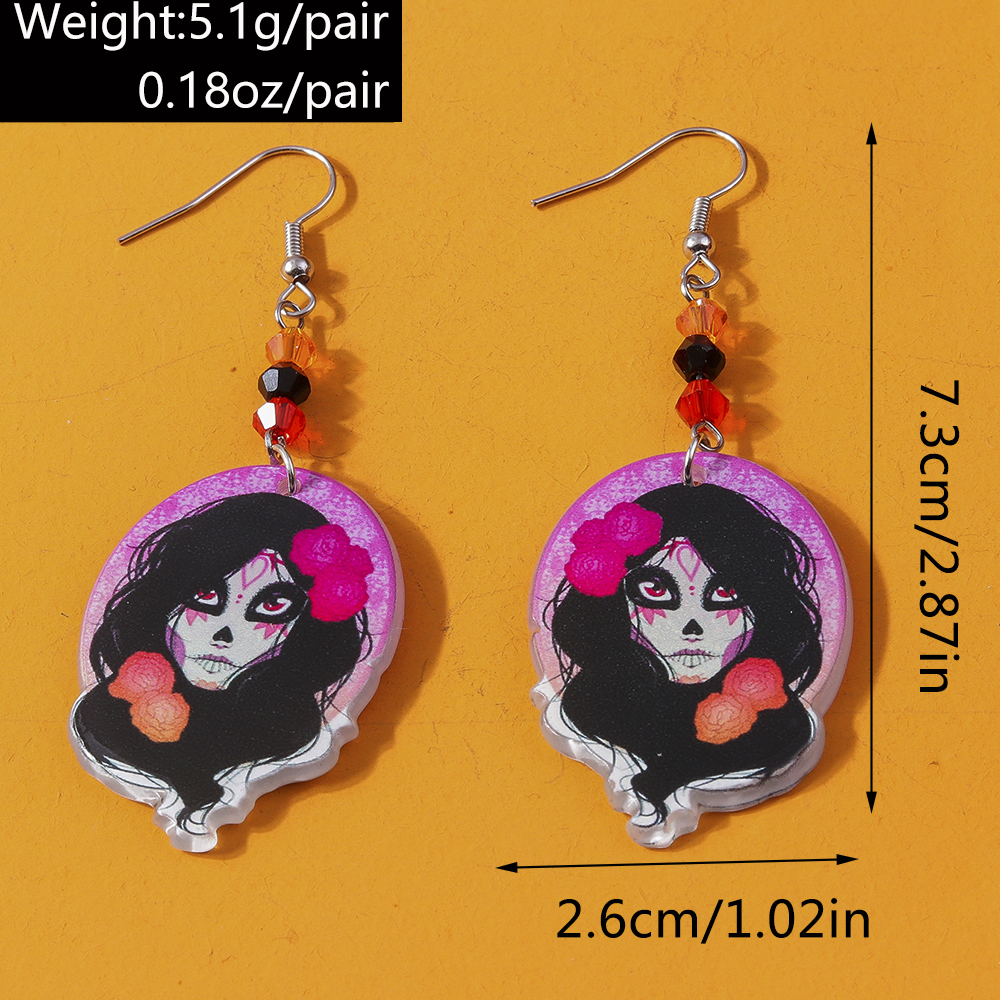 1 Pair Funny Halloween Pattern Zinc Alloy Drop Earrings display picture 2