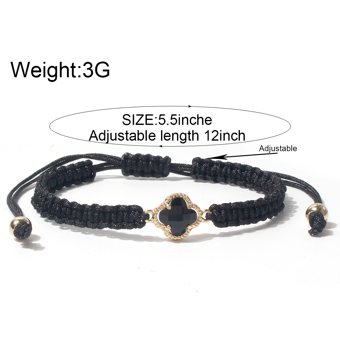 Sweet Four Leaf Clover Alloy Drawstring Knitting Crystal Women's Bracelets display picture 1