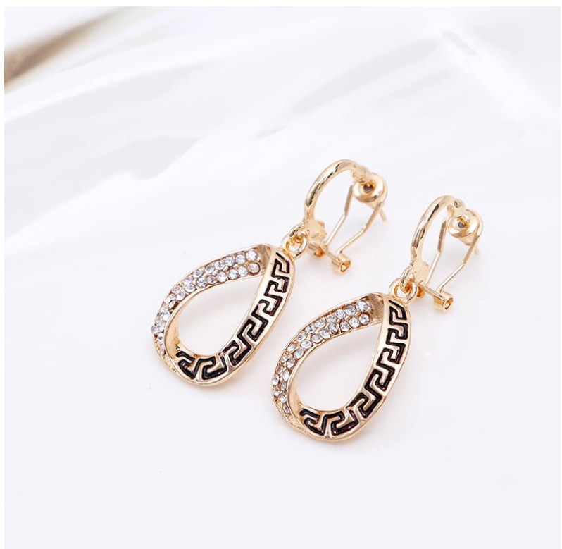 Fashion Geometric Alloy Hollow Out Artificial Rhinestones Earrings Necklace 1 Set display picture 2
