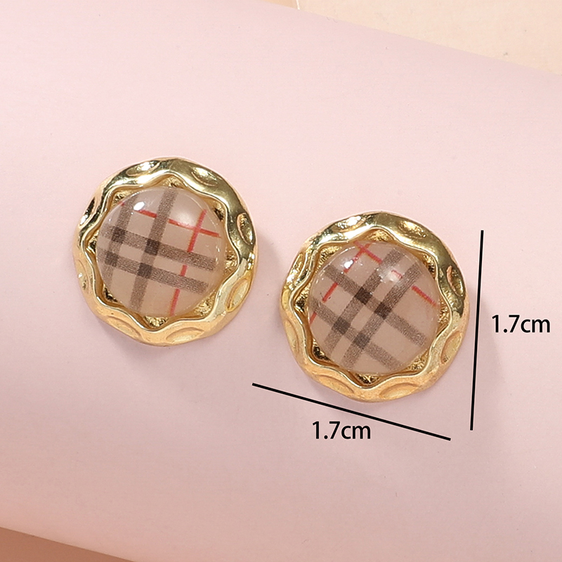 Fashion Plaid Alloy Resin Ear Studs 1 Pair display picture 6