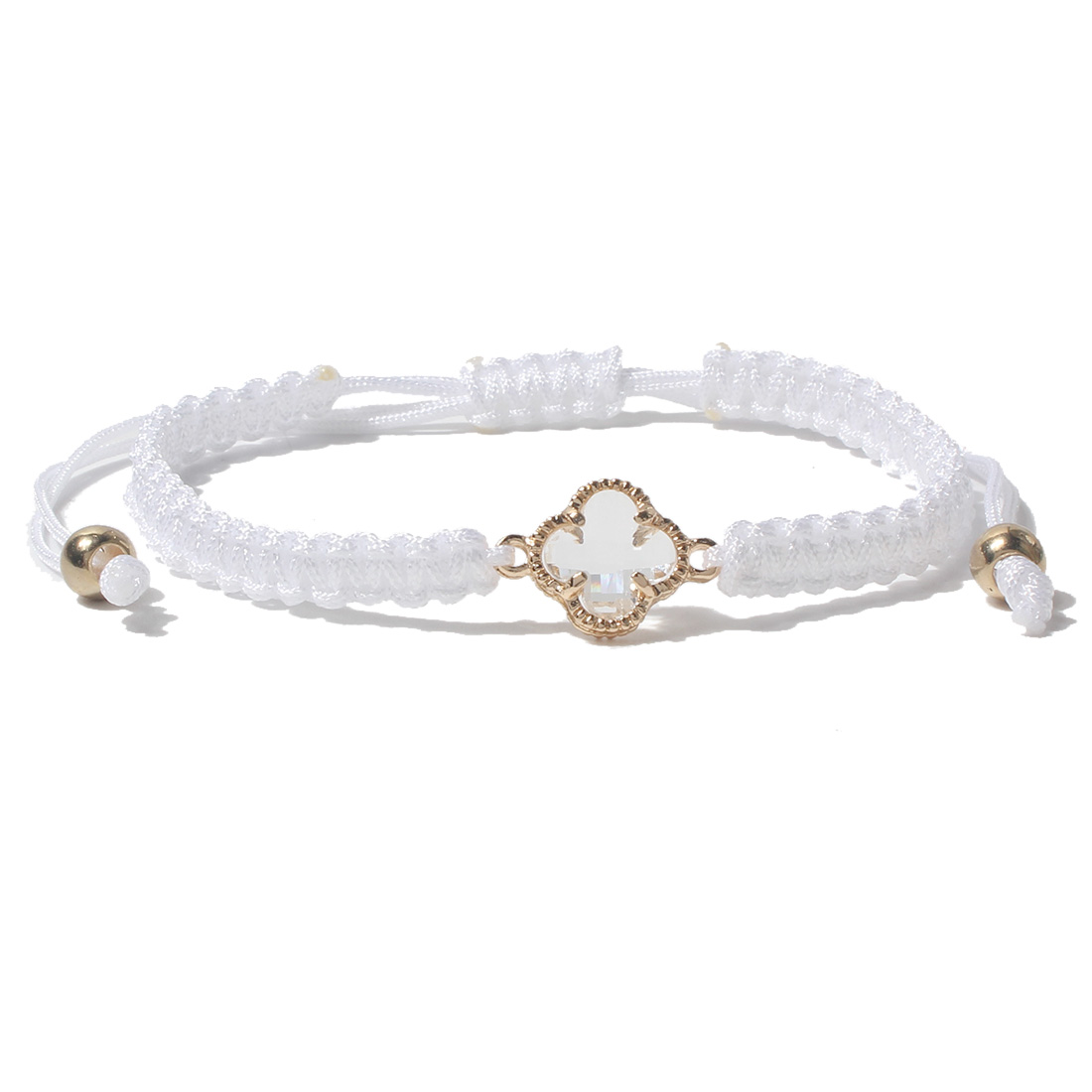 Sweet Four Leaf Clover Alloy Drawstring Knitting Crystal Women's Bracelets display picture 2