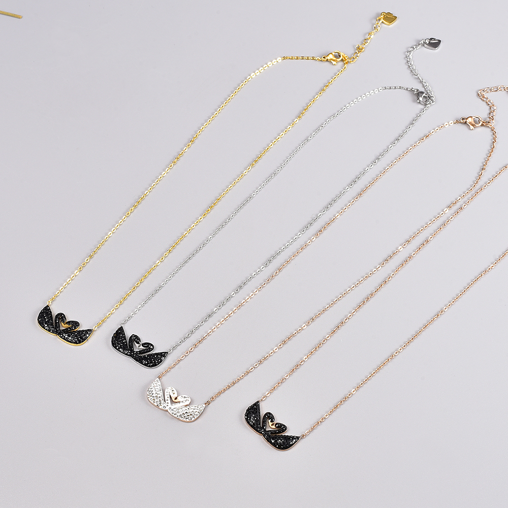 Elegant Swan Titanium Steel Pendant Necklace Plating Artificial Rhinestones Stainless Steel Necklaces display picture 13