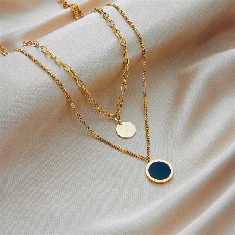Vintage Style Geometric Stainless Steel Layered Necklaces Gold Plated Stainless Steel Necklaces display picture 5