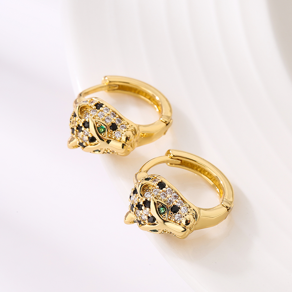 Fashion Animal Leopard Copper Plating Zircon Earrings 1 Pair display picture 1