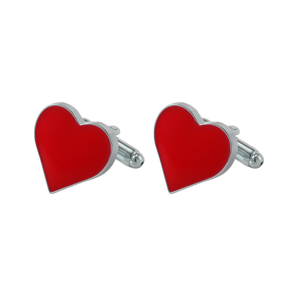 High Quality Titanium Steel Painted Heart Anchor Shirt Cufflinks display picture 3