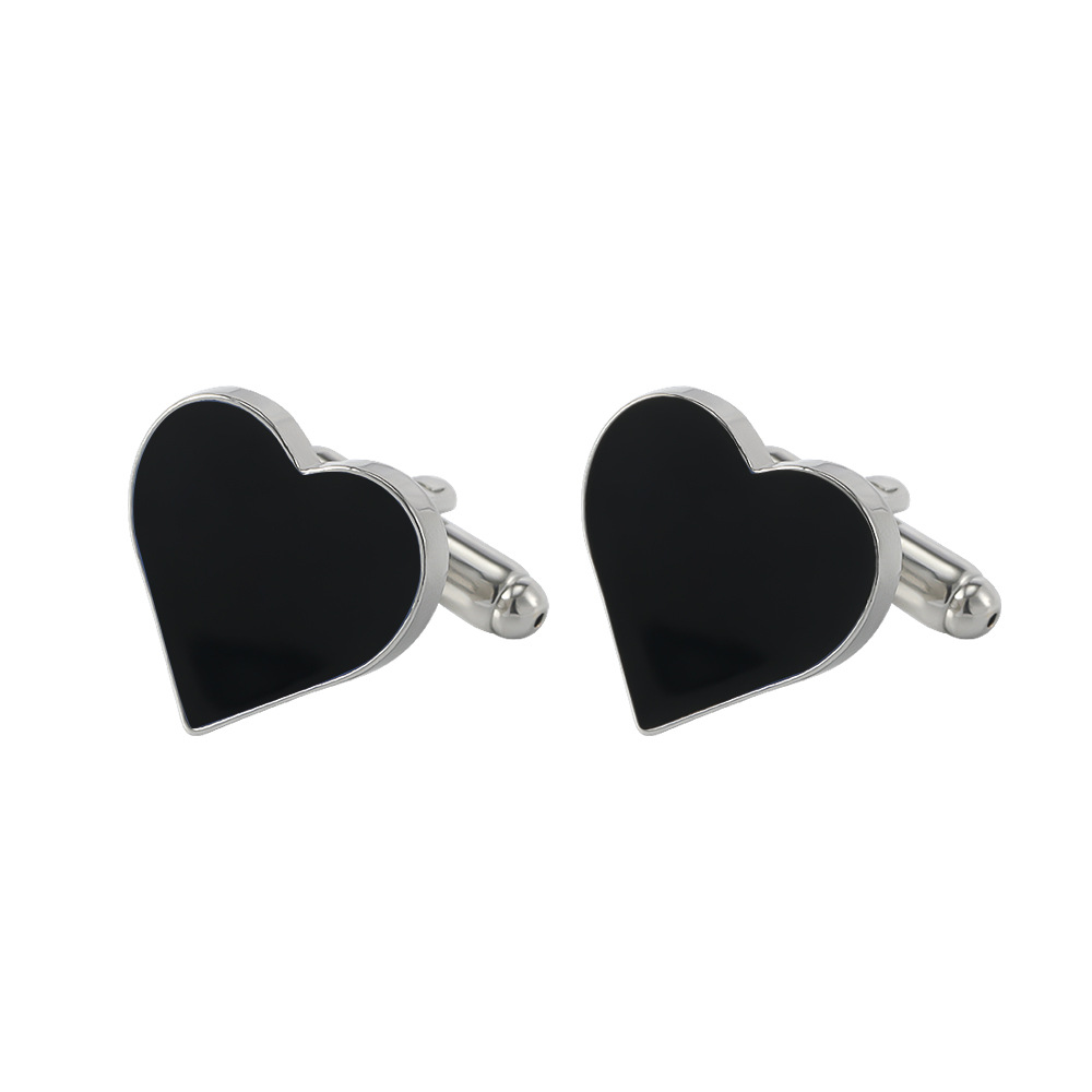 High Quality Titanium Steel Painted Heart Anchor Shirt Cufflinks display picture 17