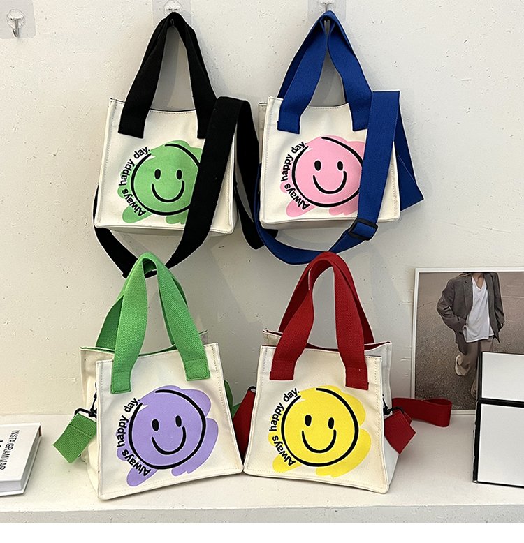 Women's Fashion Smiley Face Canvas Shopping Bags display picture 4