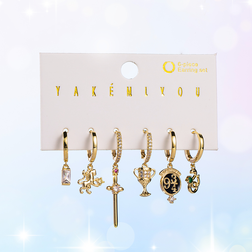 1 Set Yakemiyou Cute Sweet Cartoon Elf Flower Asymmetrical Chain Copper Zircon 14k Gold Plated Drop Earrings display picture 1