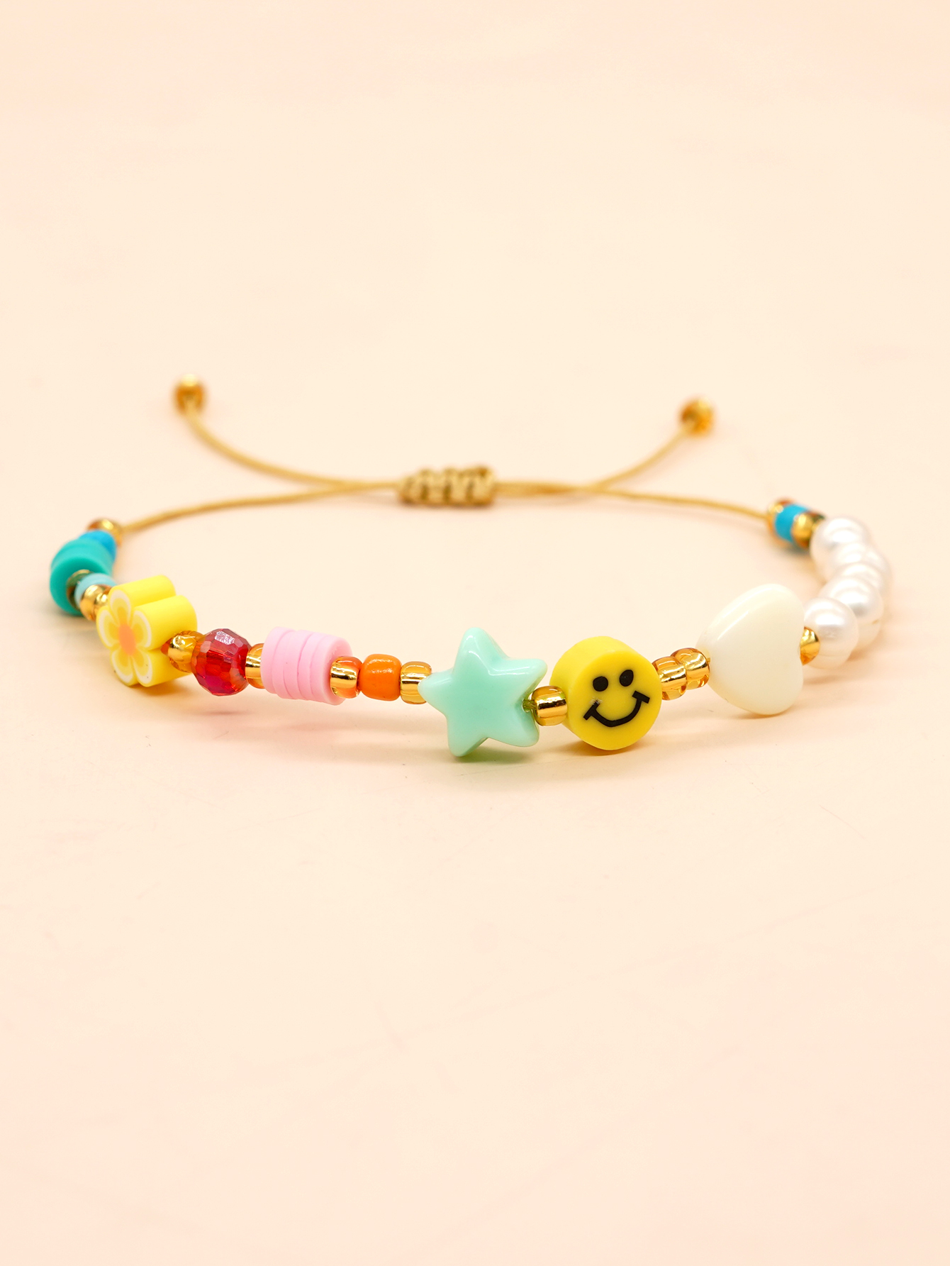 Vacation Sweet Pentagram Heart Shape Flower Arylic Freshwater Pearl Soft Clay Knitting Women's Bracelets display picture 4