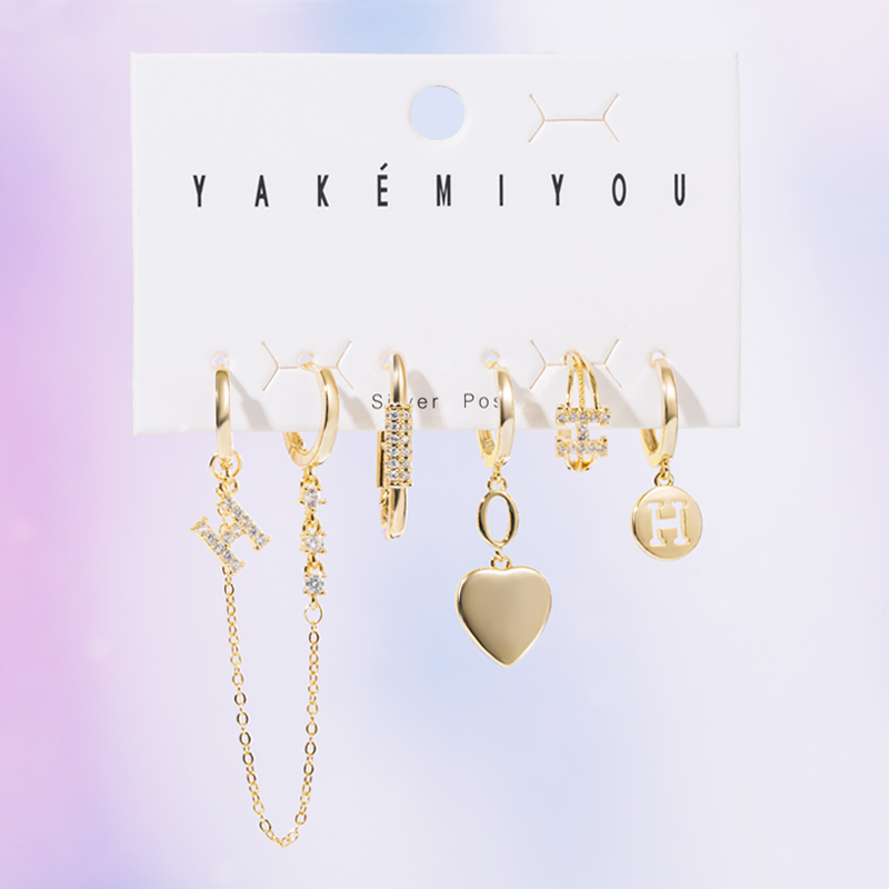 Yakemiyou Fashion Star Bear Heart Shape Copper Zircon Dangling Earrings In Bulk display picture 1