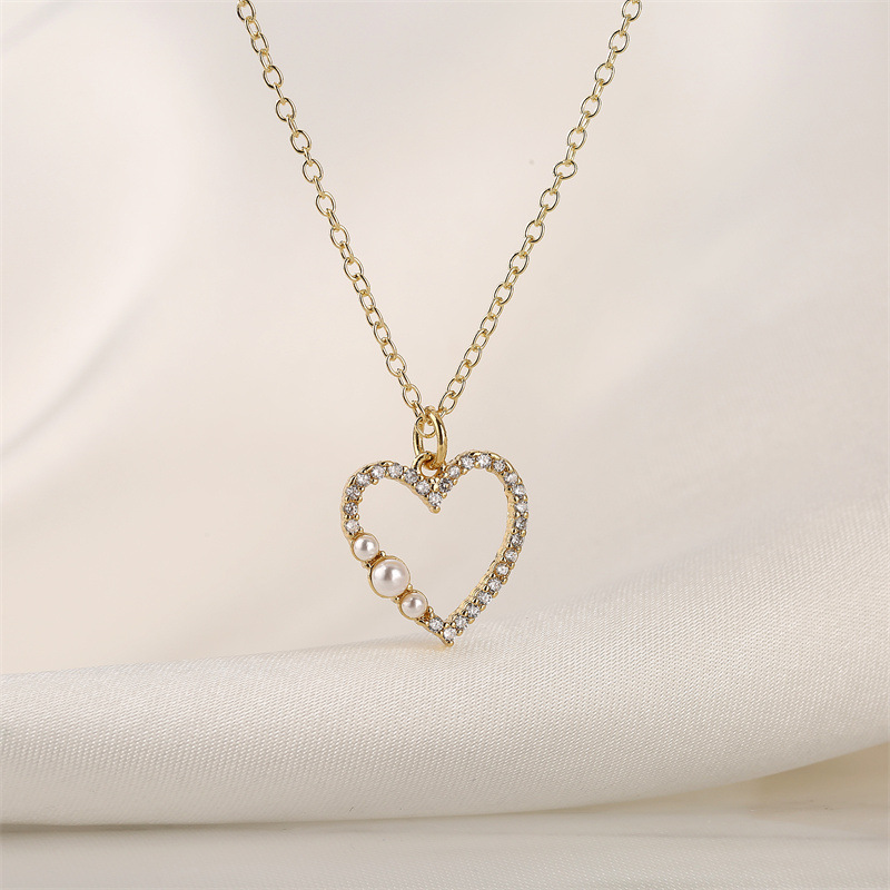 Streetwear Heart Shape Copper Plating Inlay Zircon Gold Plated Pendant Necklace display picture 17