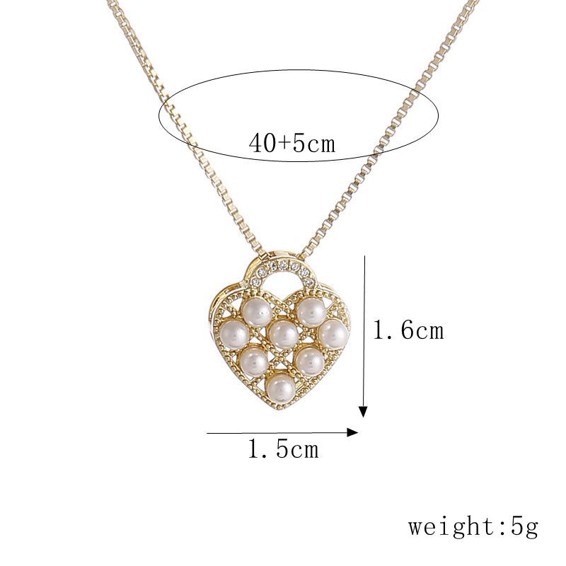 Streetwear Heart Shape Copper Plating Inlay Zircon Gold Plated Pendant Necklace display picture 8