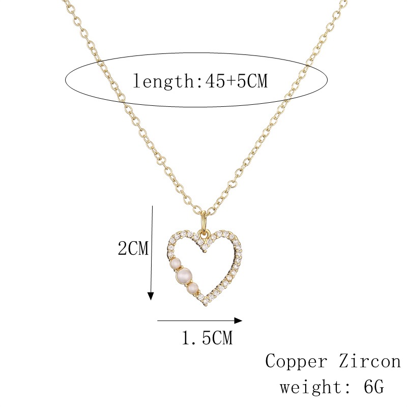 Streetwear Heart Shape Copper Plating Inlay Zircon Gold Plated Pendant Necklace display picture 3