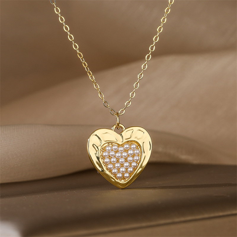 Streetwear Heart Shape Copper Plating Inlay Zircon Gold Plated Pendant Necklace display picture 16