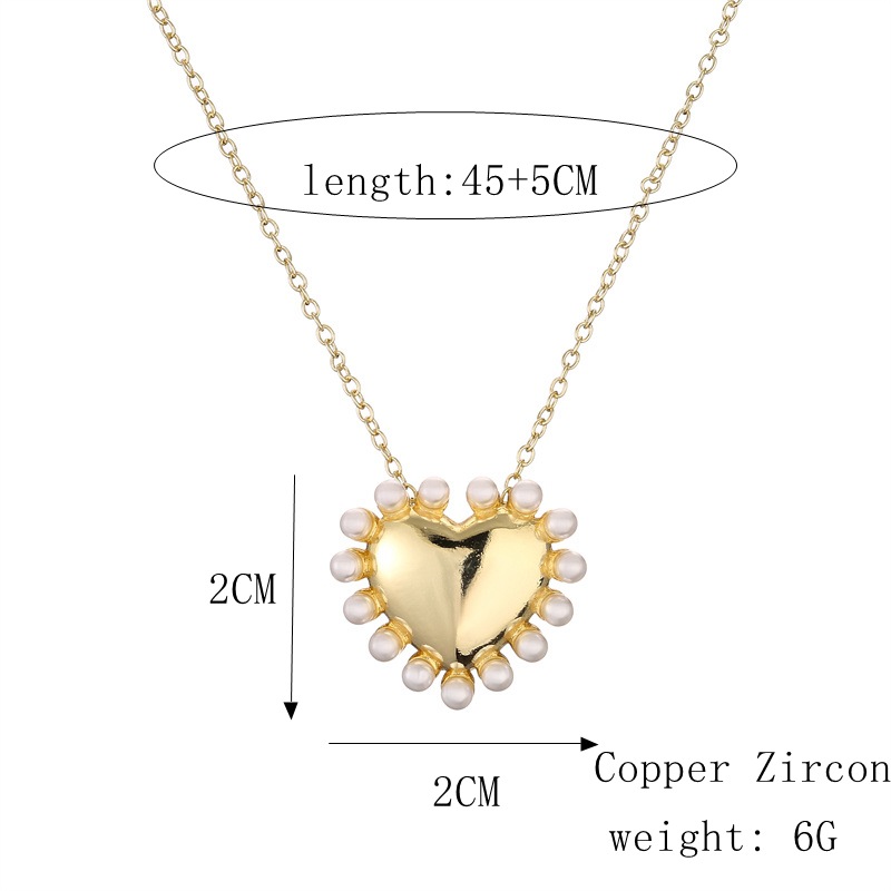 Streetwear Heart Shape Copper Plating Inlay Zircon Gold Plated Pendant Necklace display picture 9