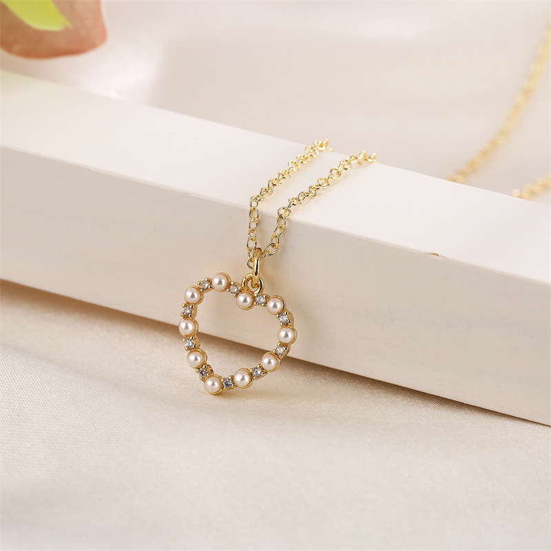 Streetwear Heart Shape Copper Plating Inlay Zircon Gold Plated Pendant Necklace display picture 13