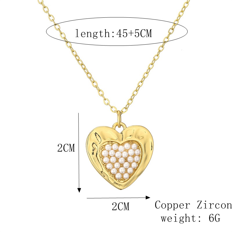 Streetwear Heart Shape Copper Plating Inlay Zircon Gold Plated Pendant Necklace display picture 5