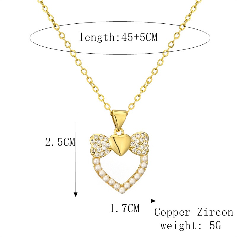 Streetwear Heart Shape Copper Plating Inlay Zircon Gold Plated Pendant Necklace display picture 6