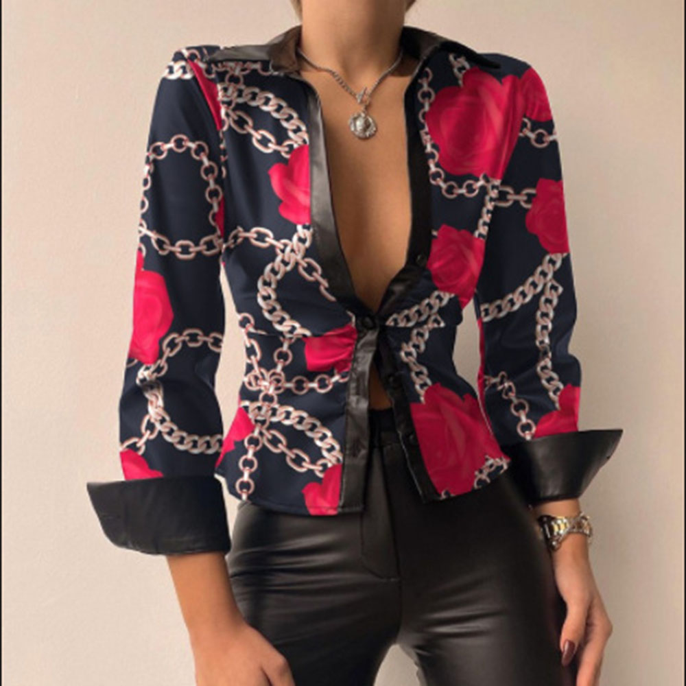 Women's Blouse Long Sleeve Blouses Button Fashion Geometric display picture 8