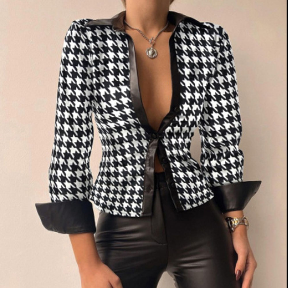 Women's Blouse Long Sleeve Blouses Button Fashion Geometric display picture 4