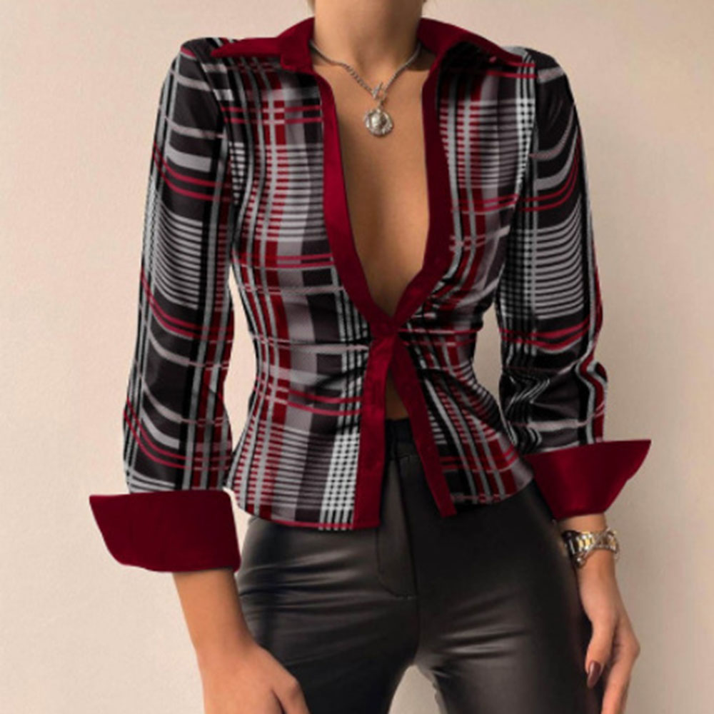 Women's Blouse Long Sleeve Blouses Button Fashion Geometric display picture 7