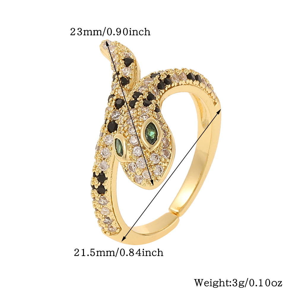 Simple Style Snake Copper Inlay Zircon Rings display picture 1