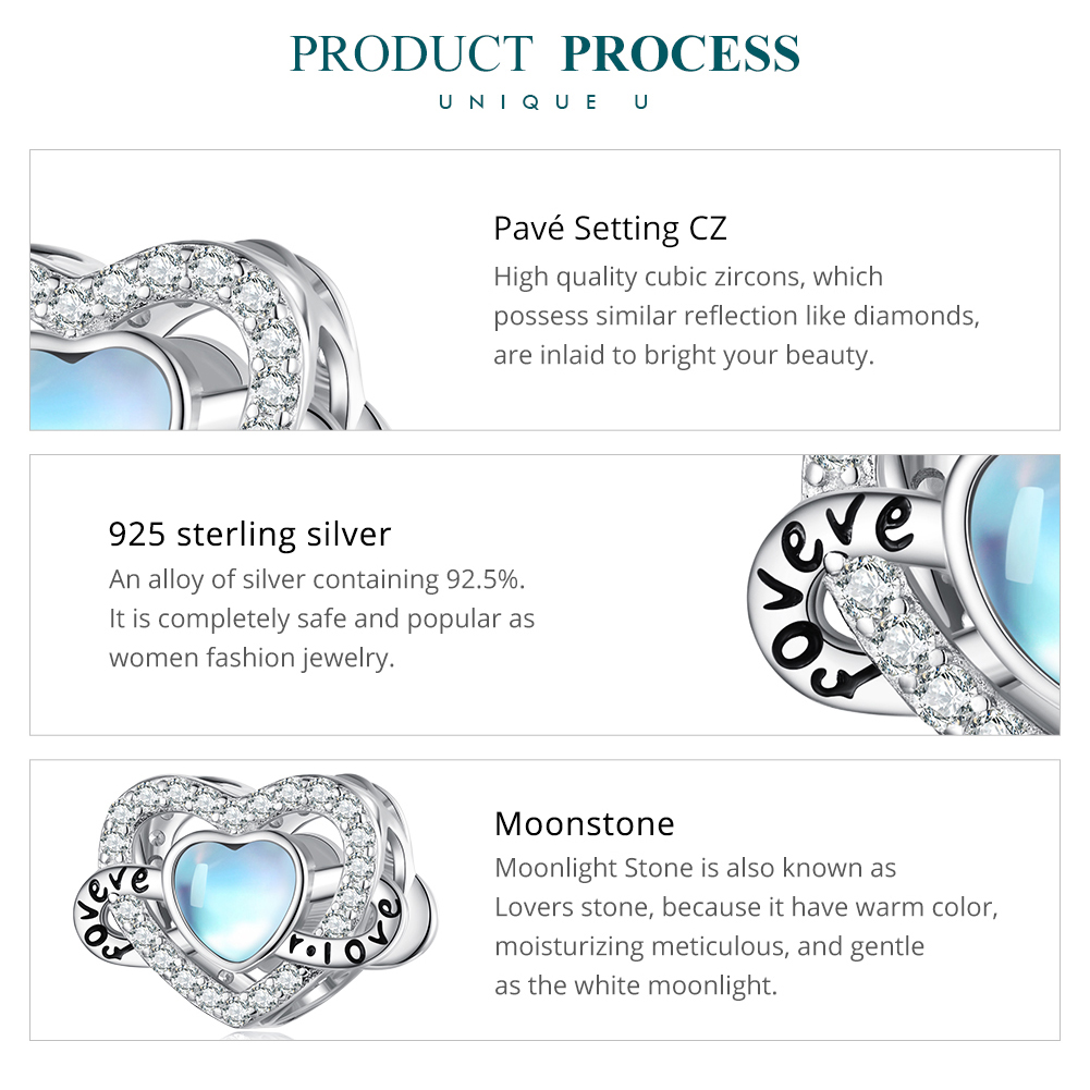 Casual Infinity Heart Shape Flower Sterling Silver Inlay Moonstone Glass Zircon Jewelry Accessories display picture 55