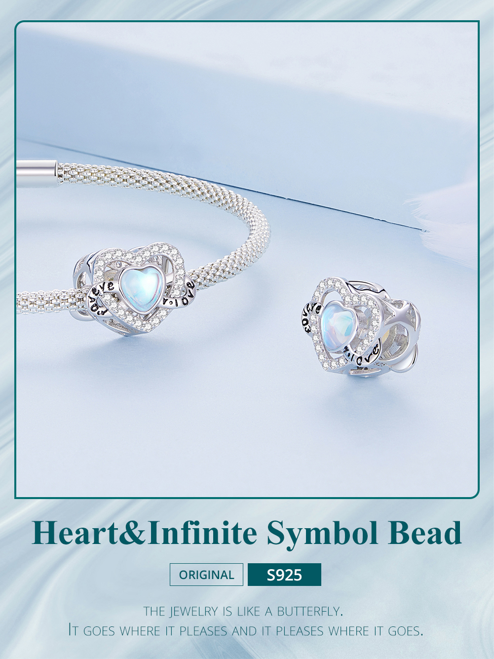 Casual Infinity Heart Shape Flower Sterling Silver Inlay Moonstone Glass Zircon Jewelry Accessories display picture 59