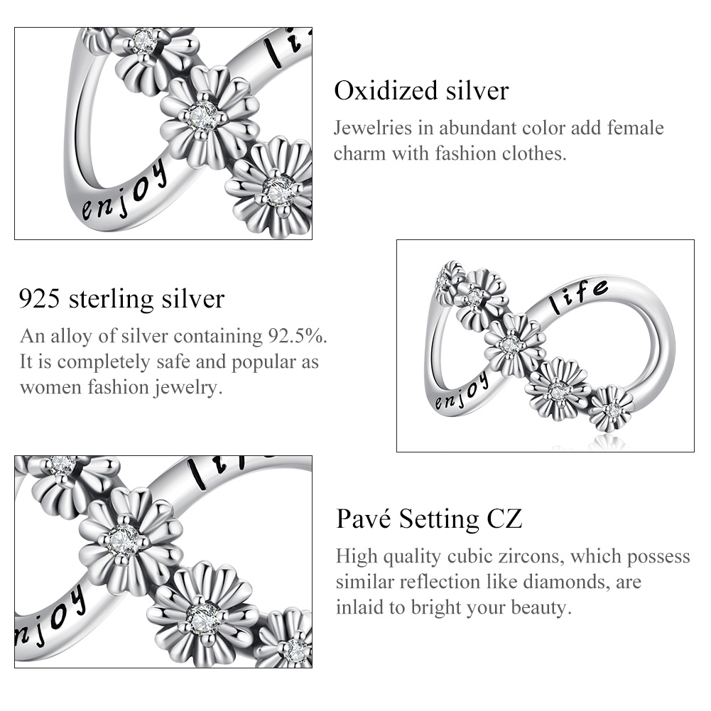 Casual Infinity Heart Shape Flower Sterling Silver Inlay Moonstone Glass Zircon Jewelry Accessories display picture 13
