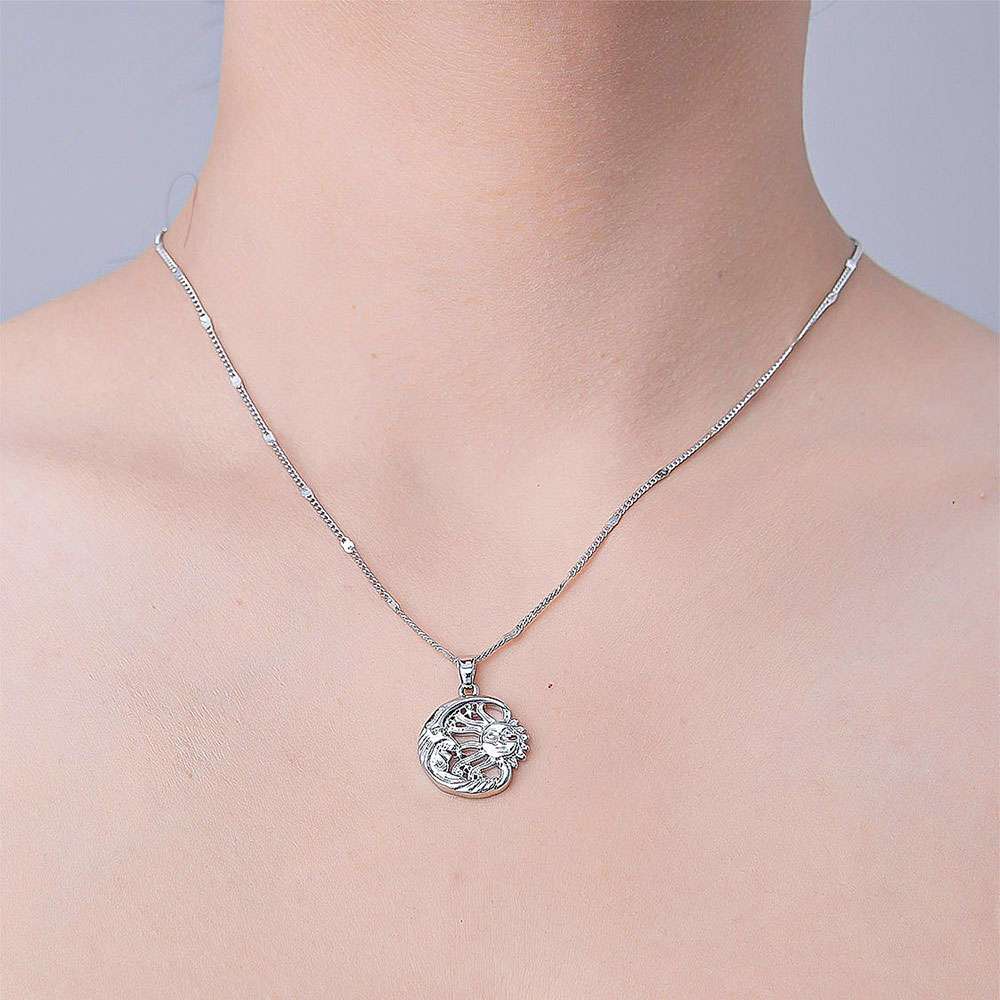 Wholesale Simple Style Sun Star Lightning Stainless Steel Plating Inlay Silver Plated Zircon Pendant Necklace display picture 9