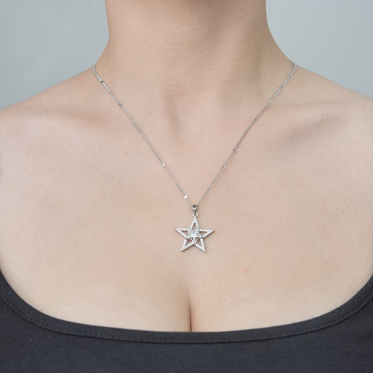 Wholesale Simple Style Sun Star Lightning Stainless Steel Plating Inlay Silver Plated Zircon Pendant Necklace display picture 3