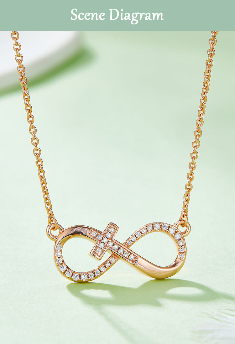 Elegant Infinity Sterling Silver Moissanite Rose Gold Plated Silver Plated Pendant Necklace display picture 5