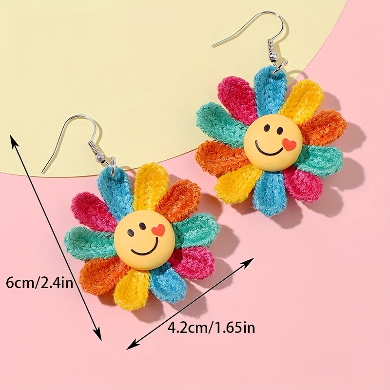 1 Pair Sweet Sunflower Knit Drop Earrings display picture 1